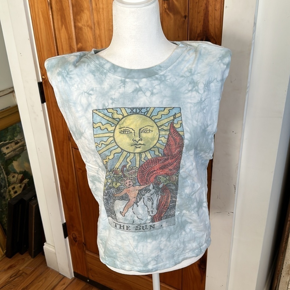 Women’s Forever 21 tie-dye, sleeveless graphic design T-shirt size S - Picture 5 of 6